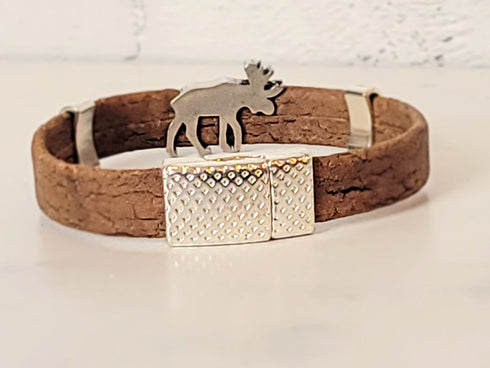 Moose Cork Charm Magnetic Bracelet